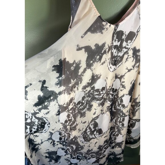 NWT Skull Print Sleeveless Tunic Dress One Size Sheer Tattoo Goth Alternative - Picture 2 of 11
